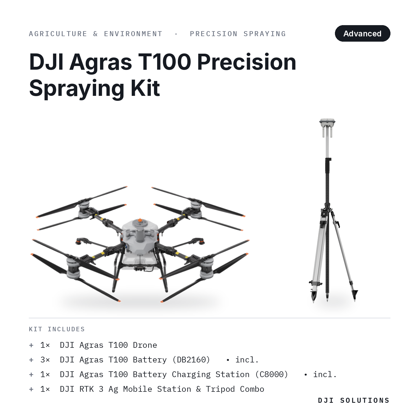 DJI Agras T100 Precision Spraying Kit — kit contents graphic